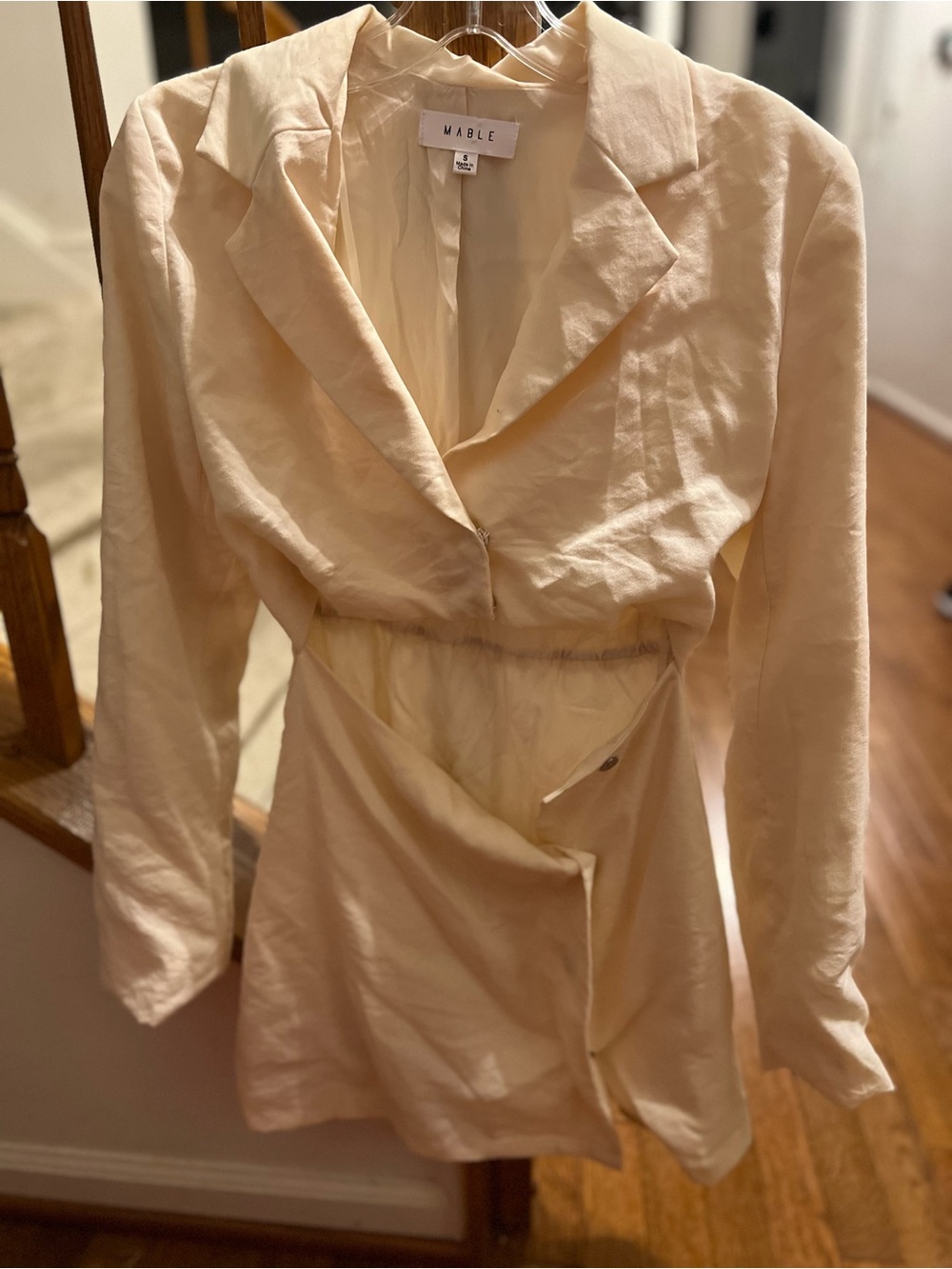 MARBLE Cream Tailored Blazer with Cinched Waist